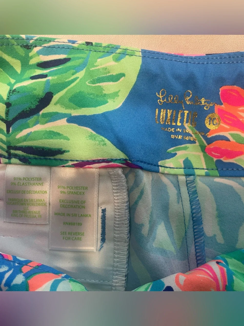 NWOT Lilly Pulitzer Corso Pant UPF 50+ Luxletic Butterfly Print Pundy Blue Sz 10 - Picture 6 of 8